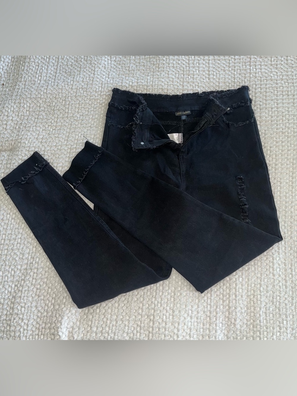 Coco And Carmen Womens Everstretch Distressed Black Skinny Jeans Women’s XL